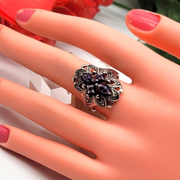 ⚘️Amethyst sterling silver ring - Picture 2 of 3